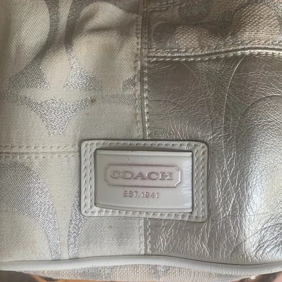 Coach Silver and White Bag Purse - Picture 5 of 12
